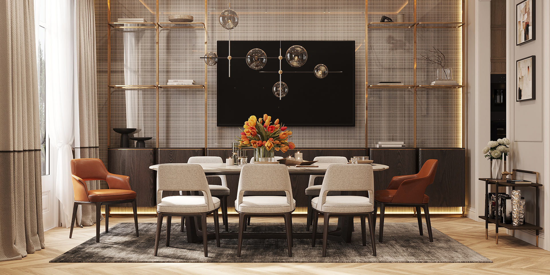 Barcelona apartment interior with Mediterranean contemporary design and warm neutral tones